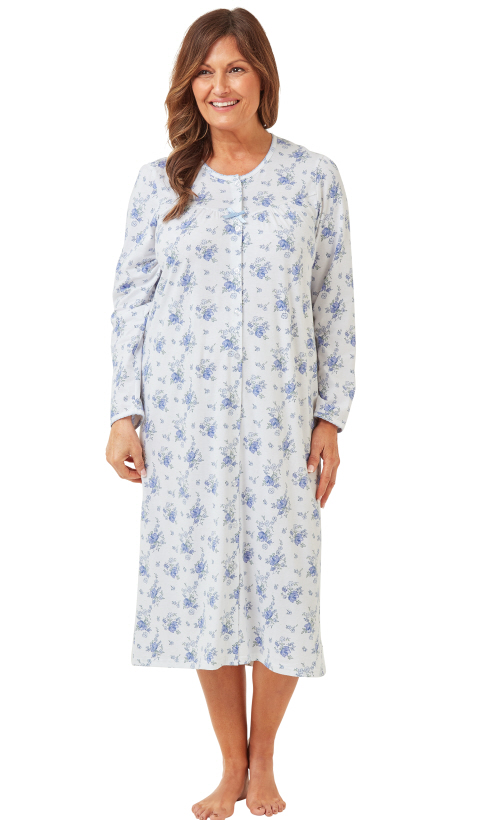 Marlon Floral Button Through Long Sleeve Nighdress